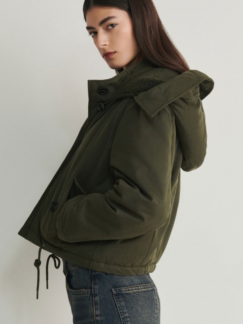 Green Reserved Cropped Women's Jackets | RPYD-60429