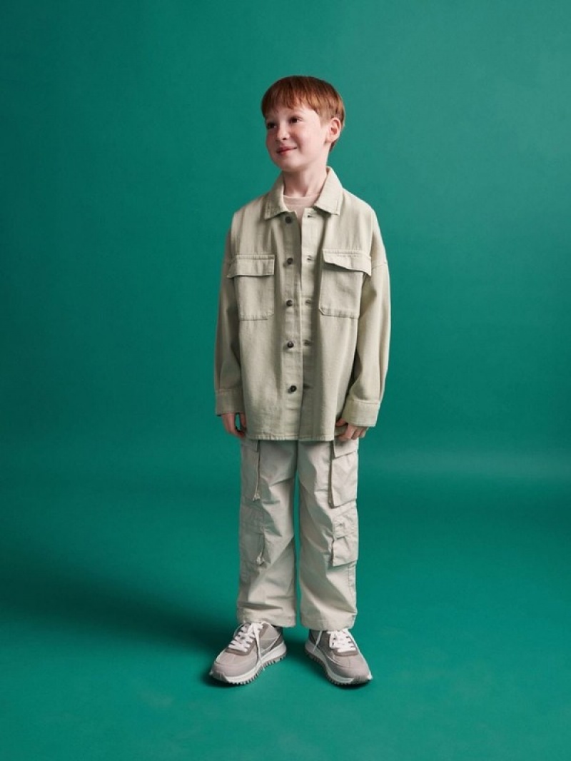 Green Reserved Denim Oversize Boys' Shirts | MFEQ-47905