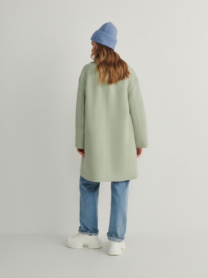 Green Reserved Double-breasted Women's Coats | WRXM-38175