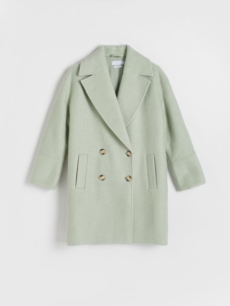 Green Reserved Double-breasted Women's Coats | WRXM-38175