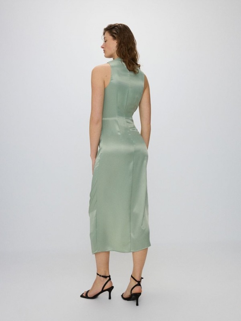 Green Reserved Gathered Women's Dress | JBYC-06934