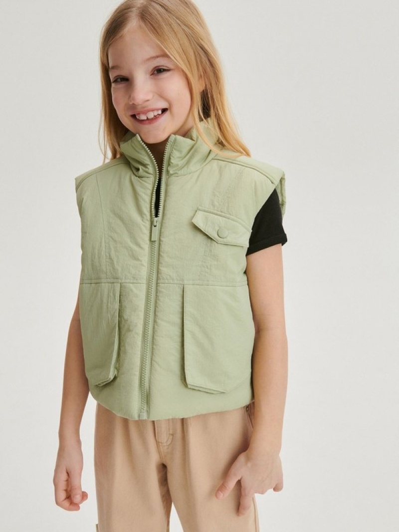 Green Reserved Insulated Girls' Jackets | MCQH-76519