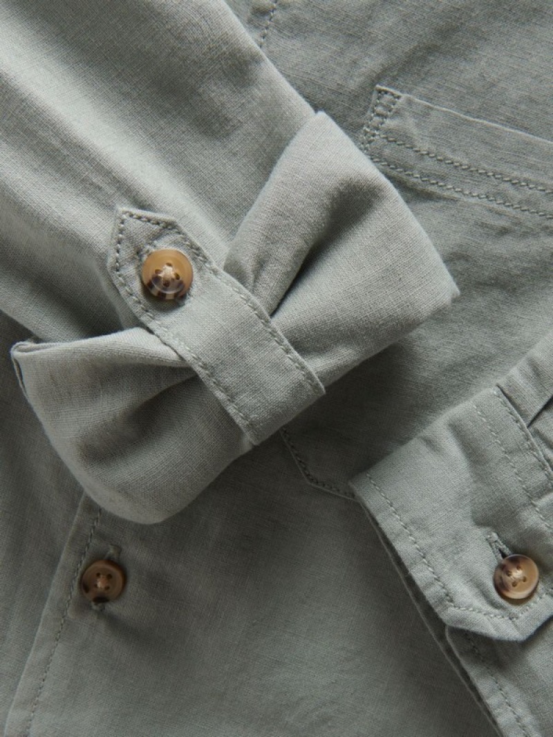 Green Reserved Linen Rich Boys' Shirts | KLQO-48621