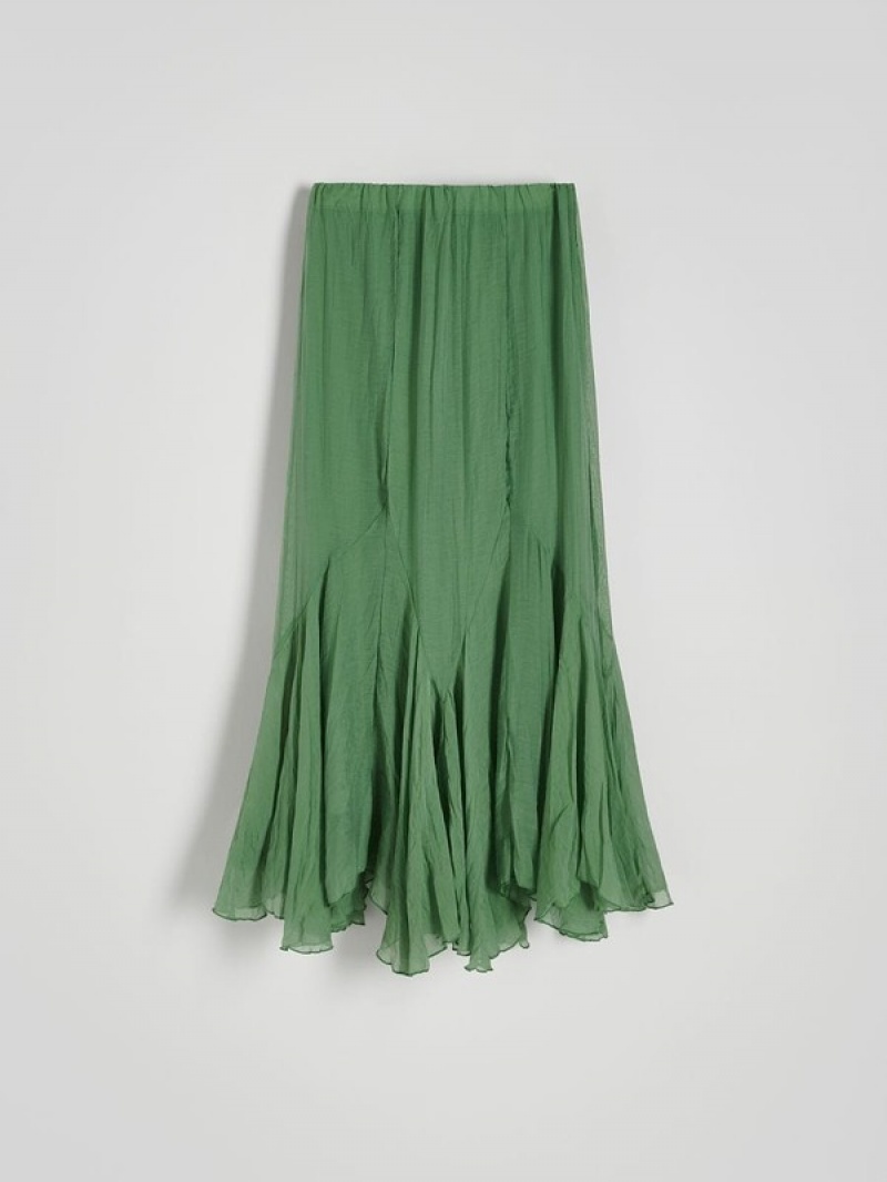 Green Reserved Lyocell Blend Maxi Women's Skirts | STVC-83542