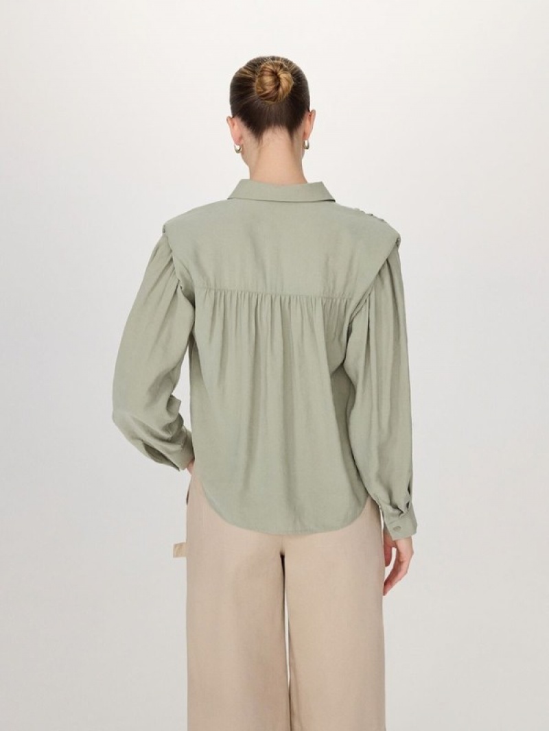 Green Reserved Modal Rich Women's Shirts | VGXA-38792