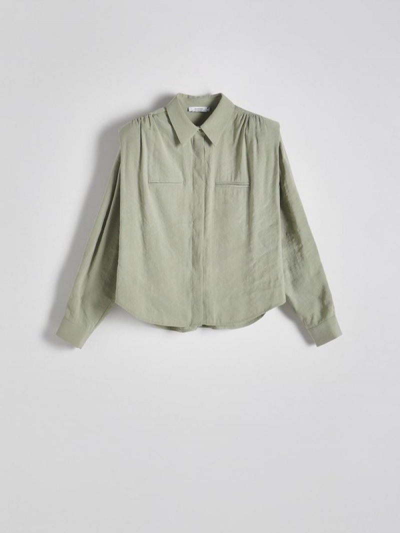 Green Reserved Modal Rich Women's Shirts | VGXA-38792