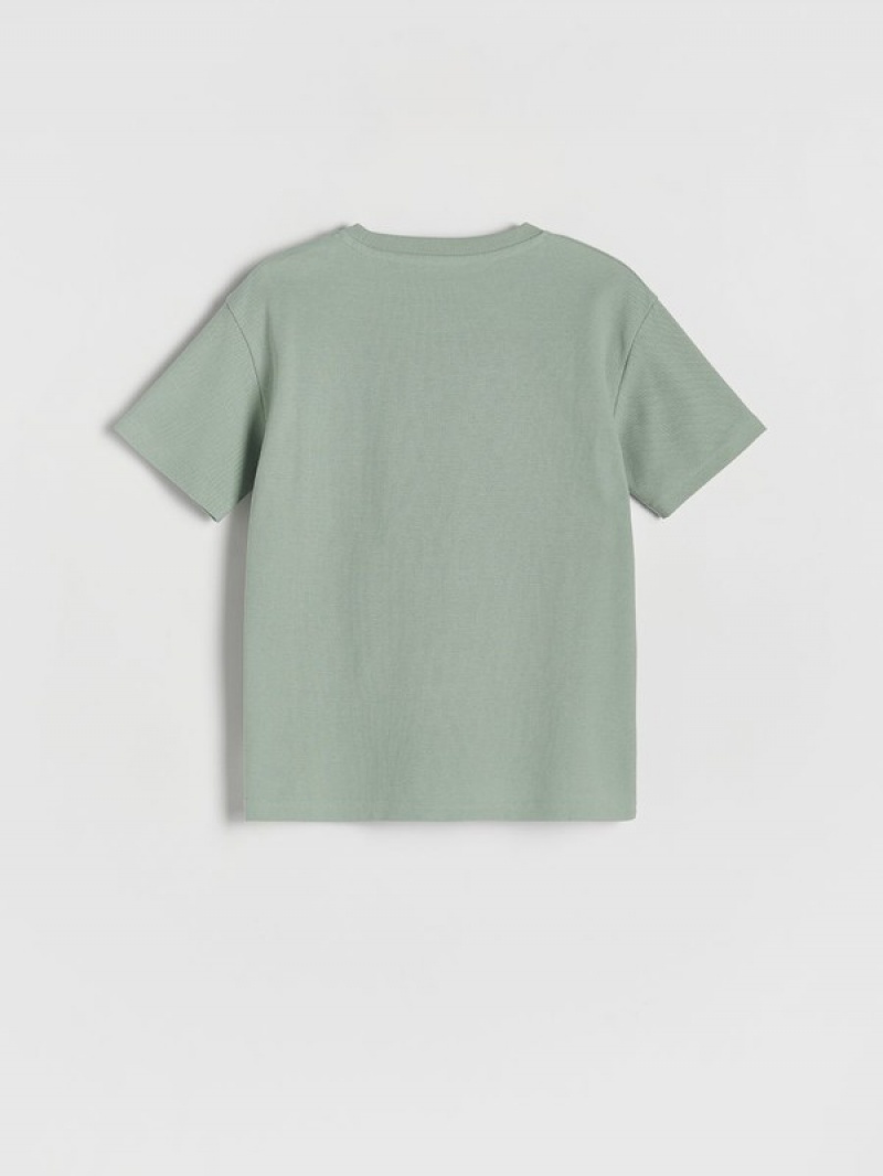 Green Reserved Oversized Boys' T-shirts | LFJT-89716