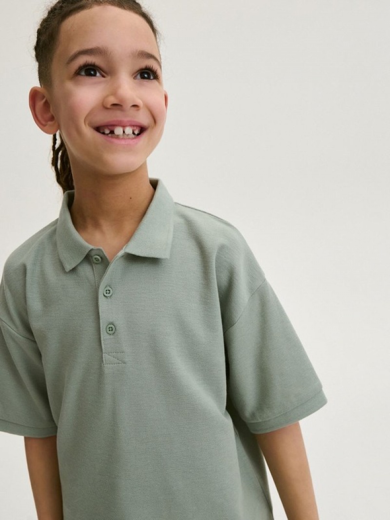 Green Reserved Polo Boys' T-shirts | FJZY-05324