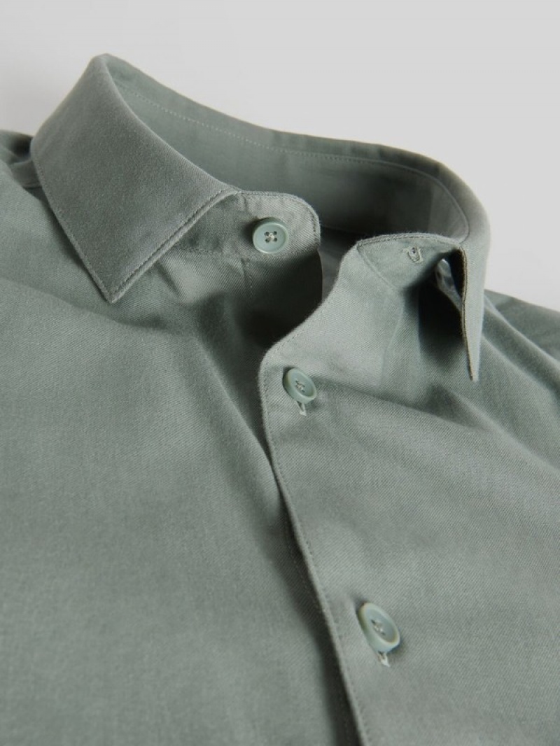 Green Reserved Regular Fit Cotton Rich Men's Shirts | IQMW-10265