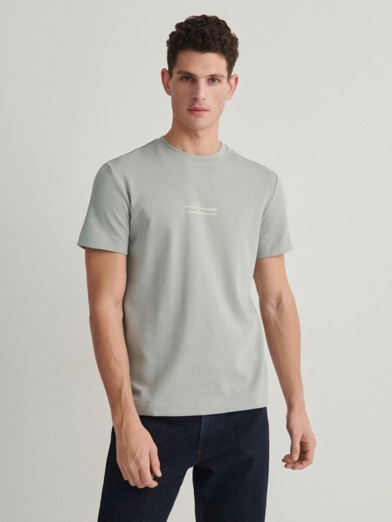 Green Reserved Regular Fit T-print Men's T-shirts | MEUS-63471