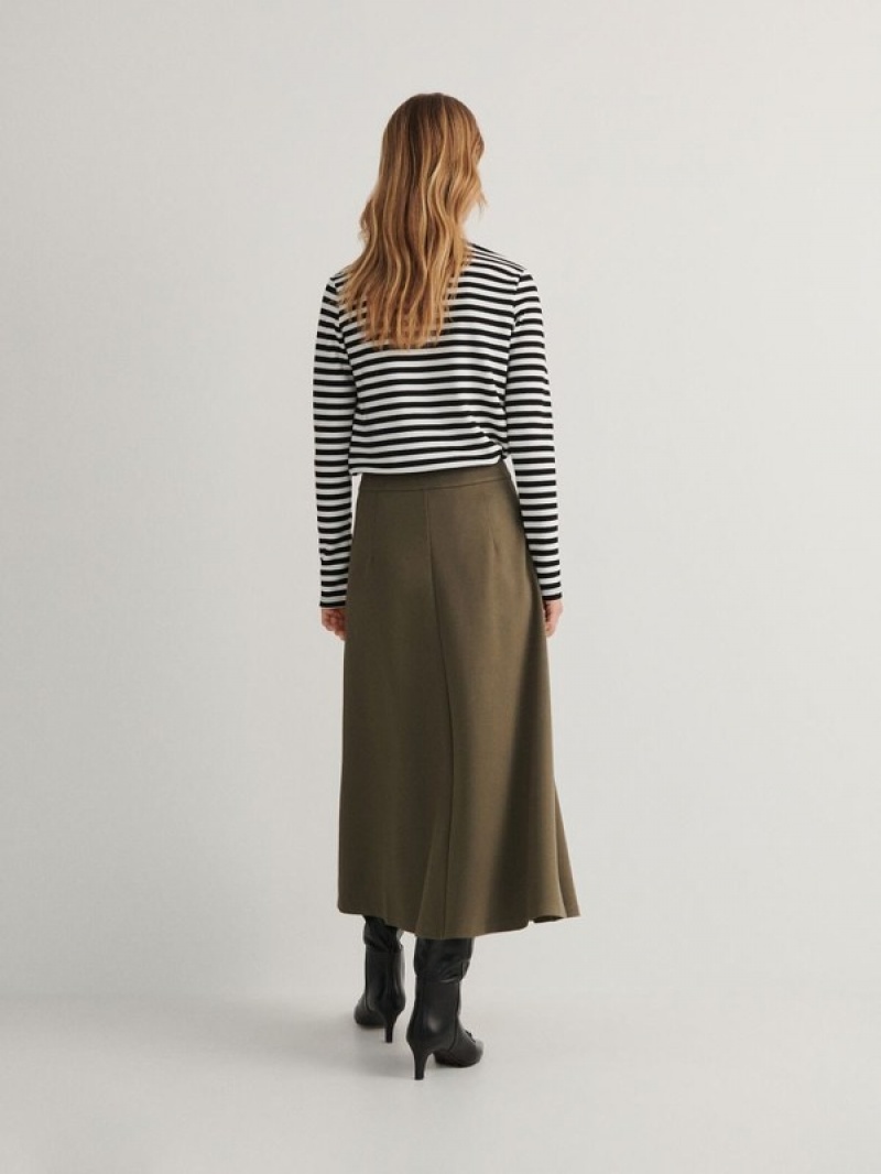 Green Reserved Slit Women's Skirts | HJRM-91350