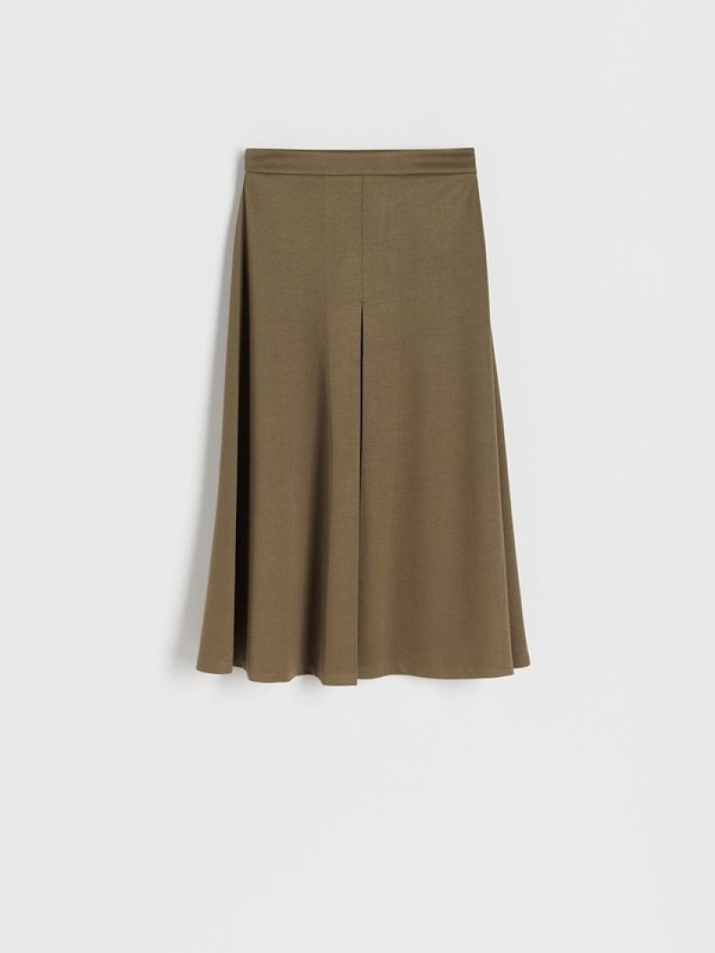 Green Reserved Slit Women's Skirts | HJRM-91350