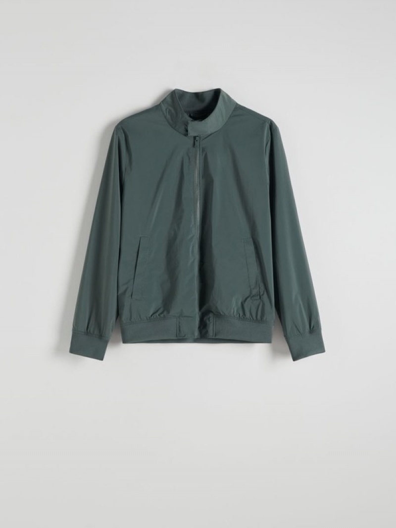 Green Reserved Stand Up Collar Men's Jackets | CAVZ-35186