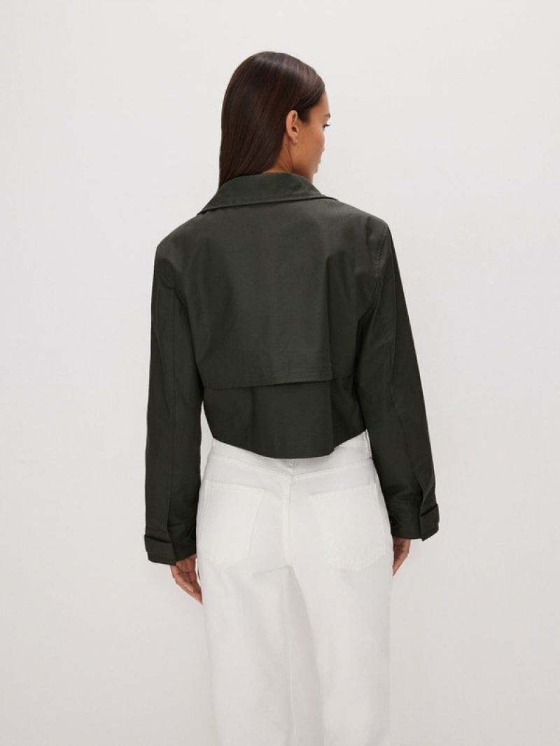 Green Reserved Stand Up Collar Women's Jackets | UFWH-08759