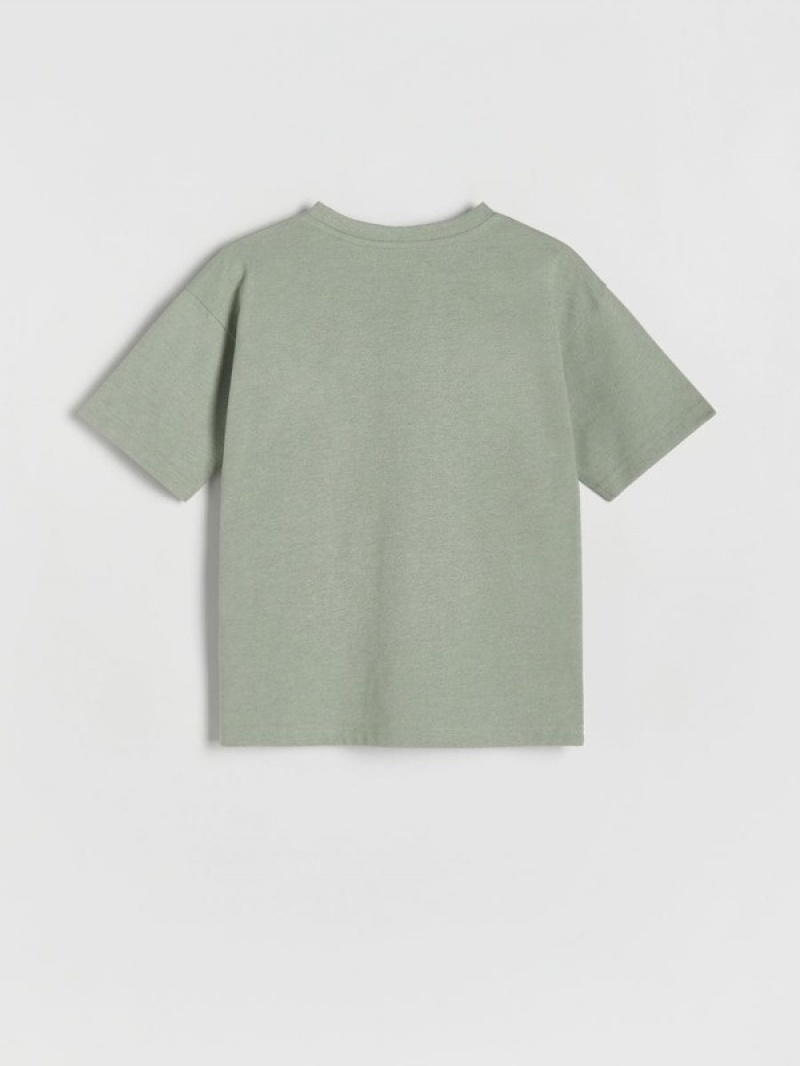 Green Reserved T-embroidery Detailing Boys' T-shirts | DYXZ-27063