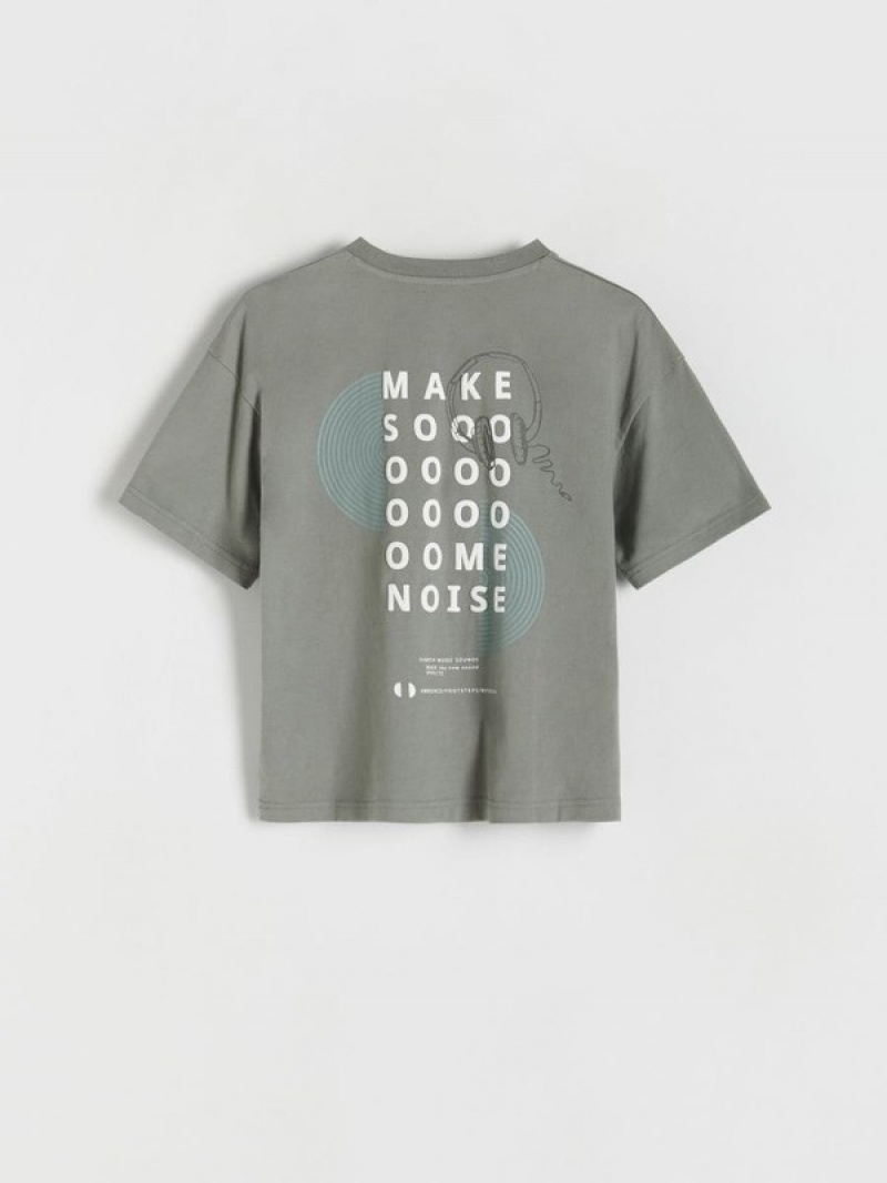 Green Reserved T-print Boys' T-shirts | SOCW-15206