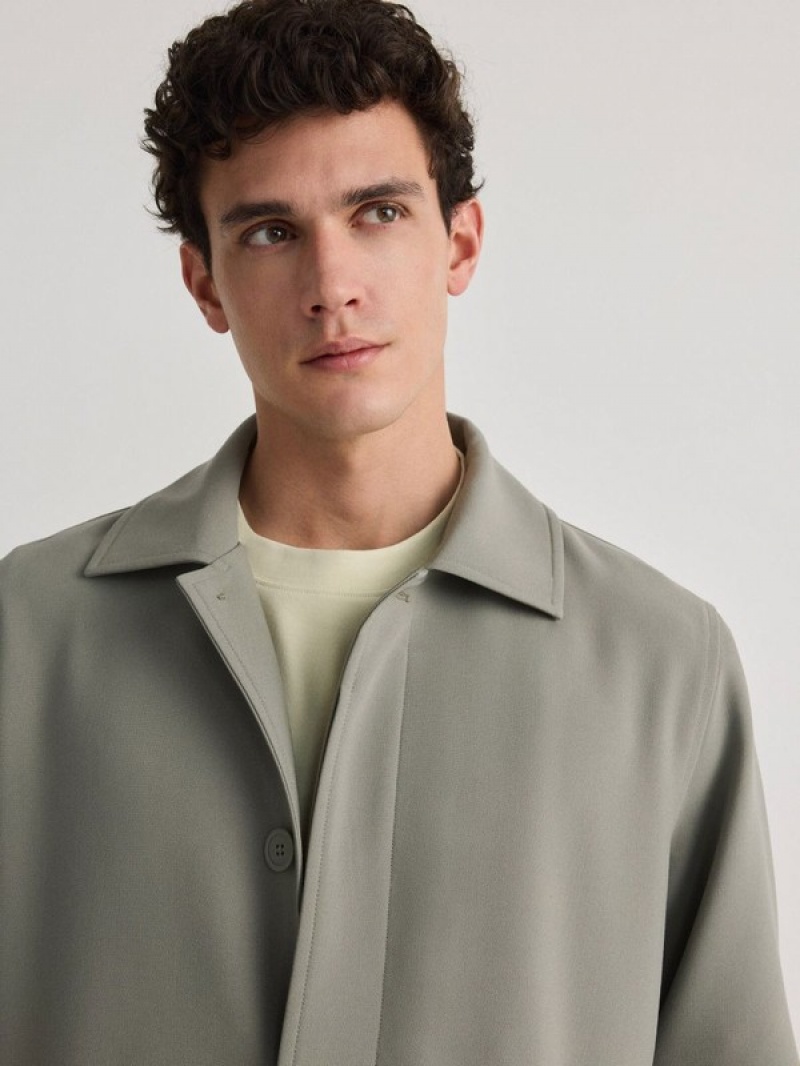 Green Reserved Viscose Blend Men's Coats | GQCR-10973