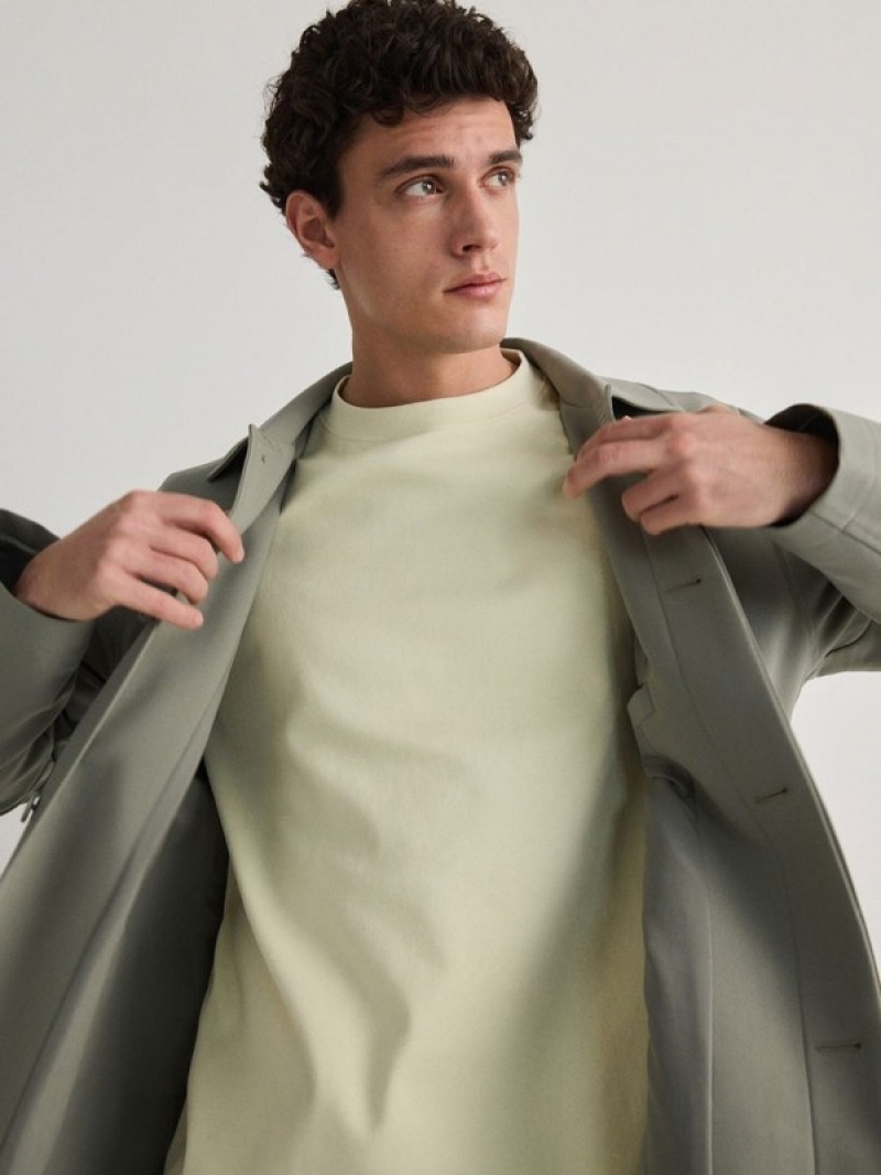 Green Reserved Viscose Blend Men's Coats | GQCR-10973