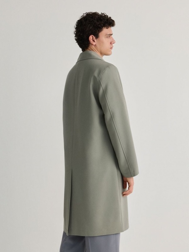 Green Reserved Viscose Blend Men's Coats | GQCR-10973