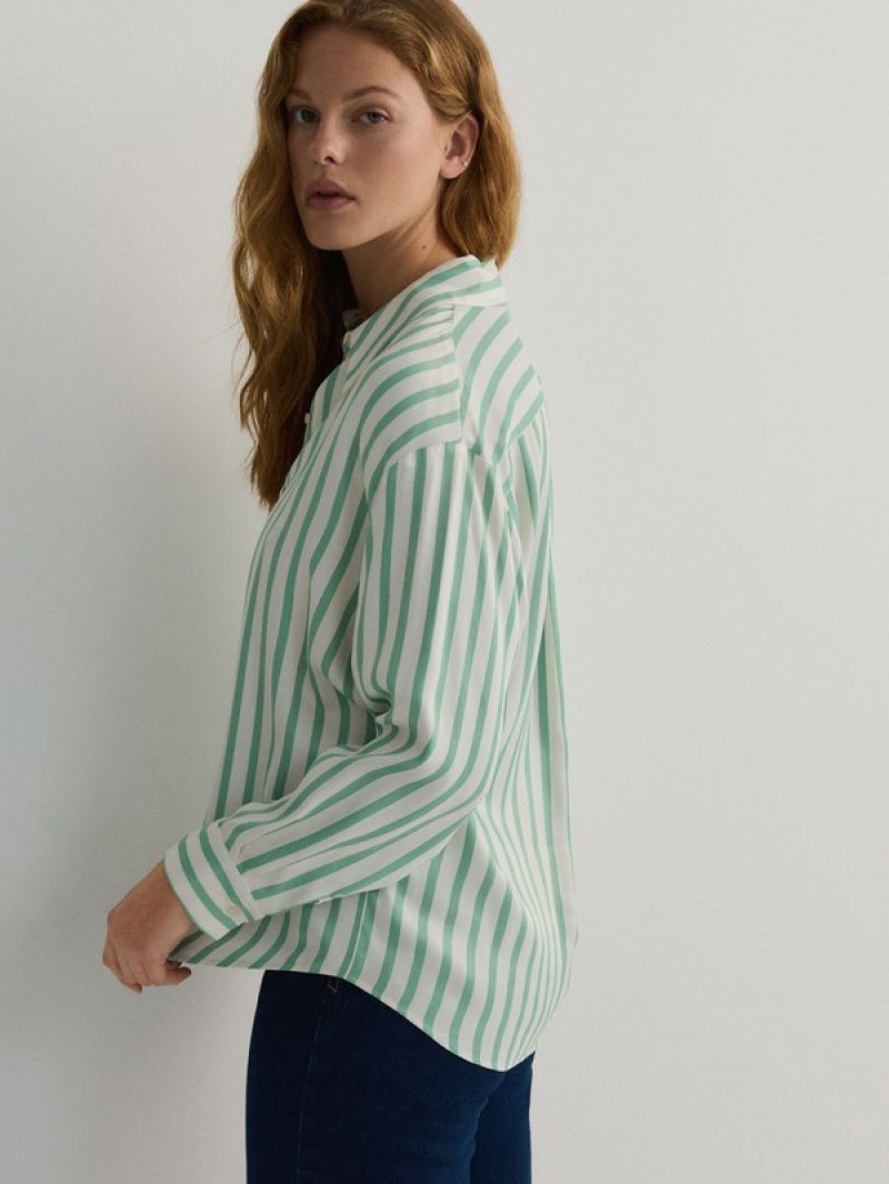 Green Reserved Viscose Women's Shirts | JXSU-17534