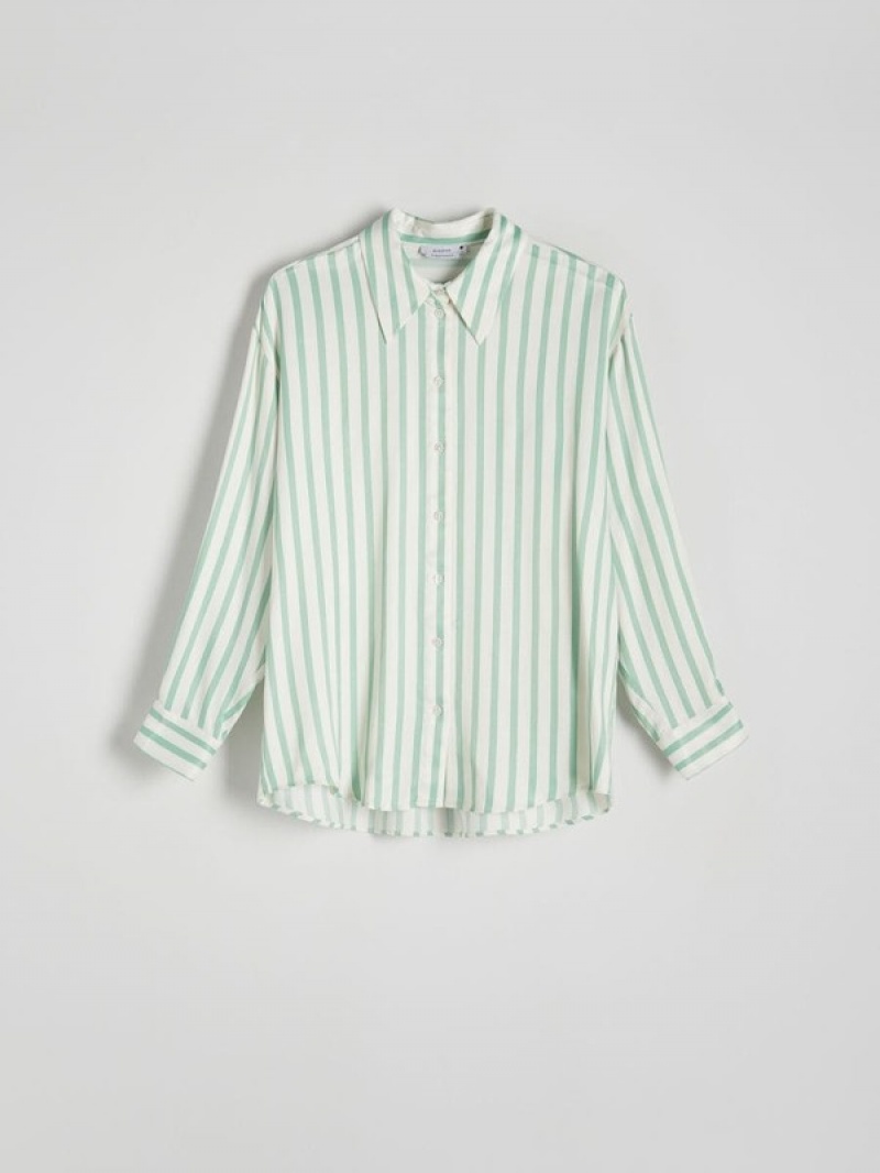 Green Reserved Viscose Women's Shirts | JXSU-17534