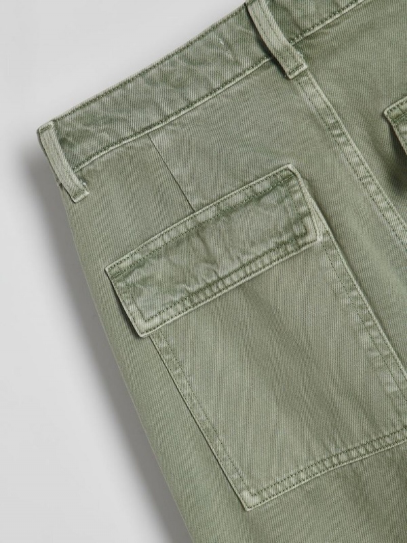 Green Reserved Wide Leg Cargo Women's Jeans | PSGV-72631