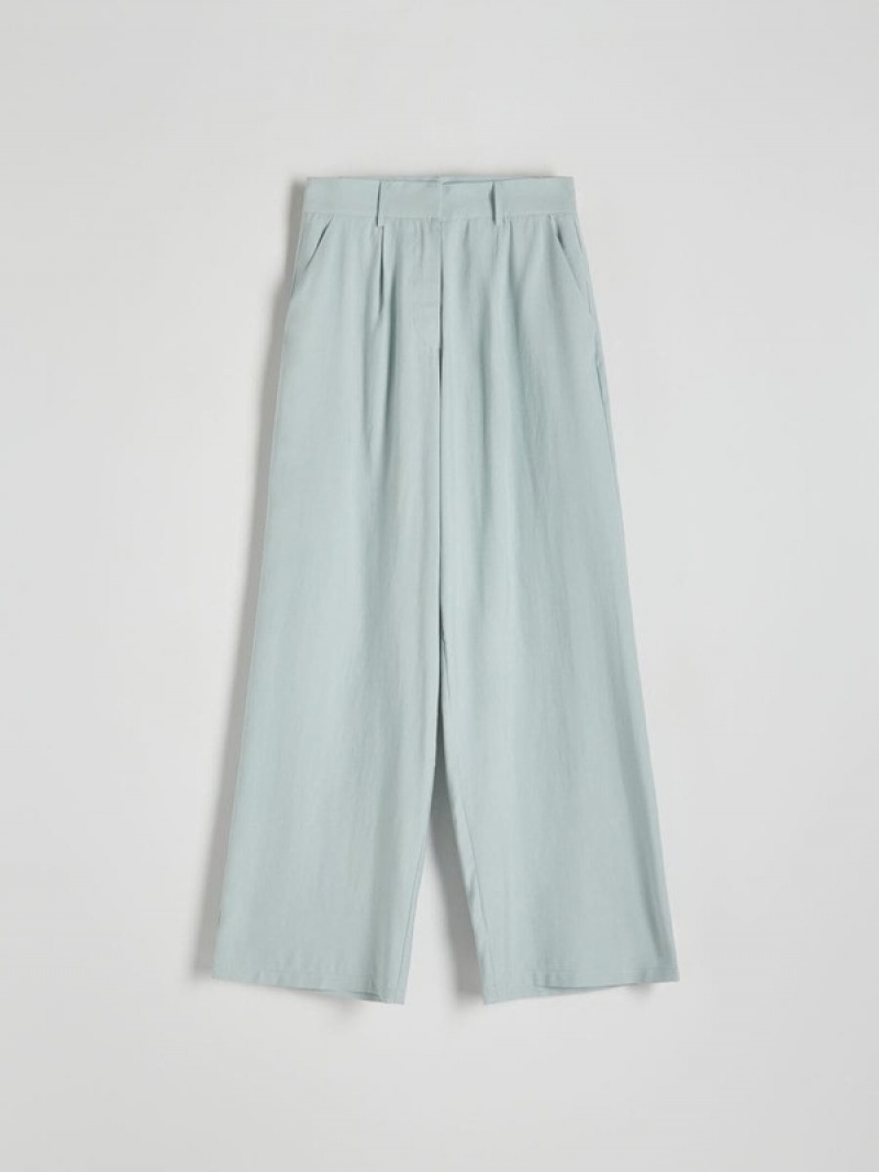 Green Reserved Wide Leg Women's Trousers | OVMW-20687