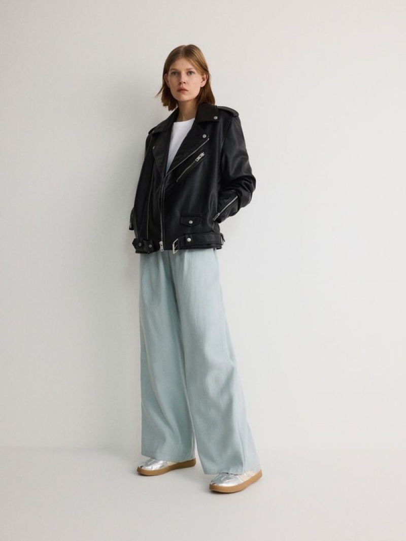 Green Reserved Wide Leg Women's Trousers | QHEM-91826