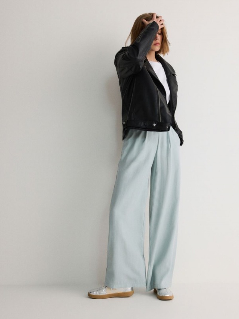 Green Reserved Wide Leg Women's Trousers | QHEM-91826