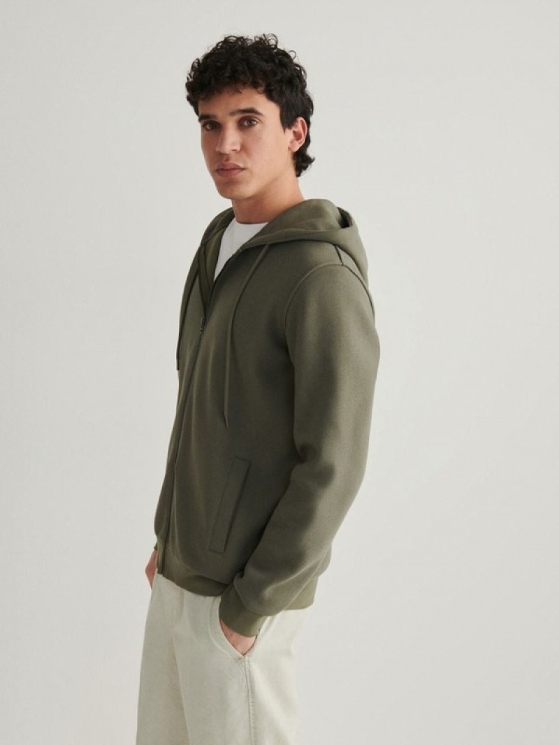 Green Reserved Zip Up Men's Sweatshirts | OCTV-09375