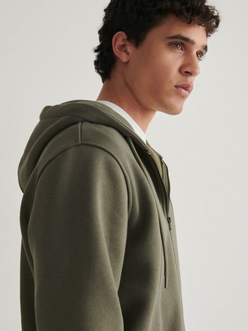 Green Reserved Zip Up Men's Sweatshirts | OCTV-09375