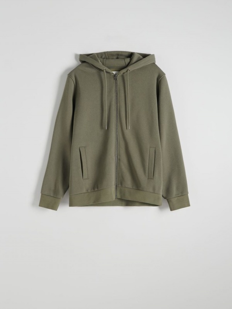 Green Reserved Zip Up Men's Sweatshirts | OCTV-09375