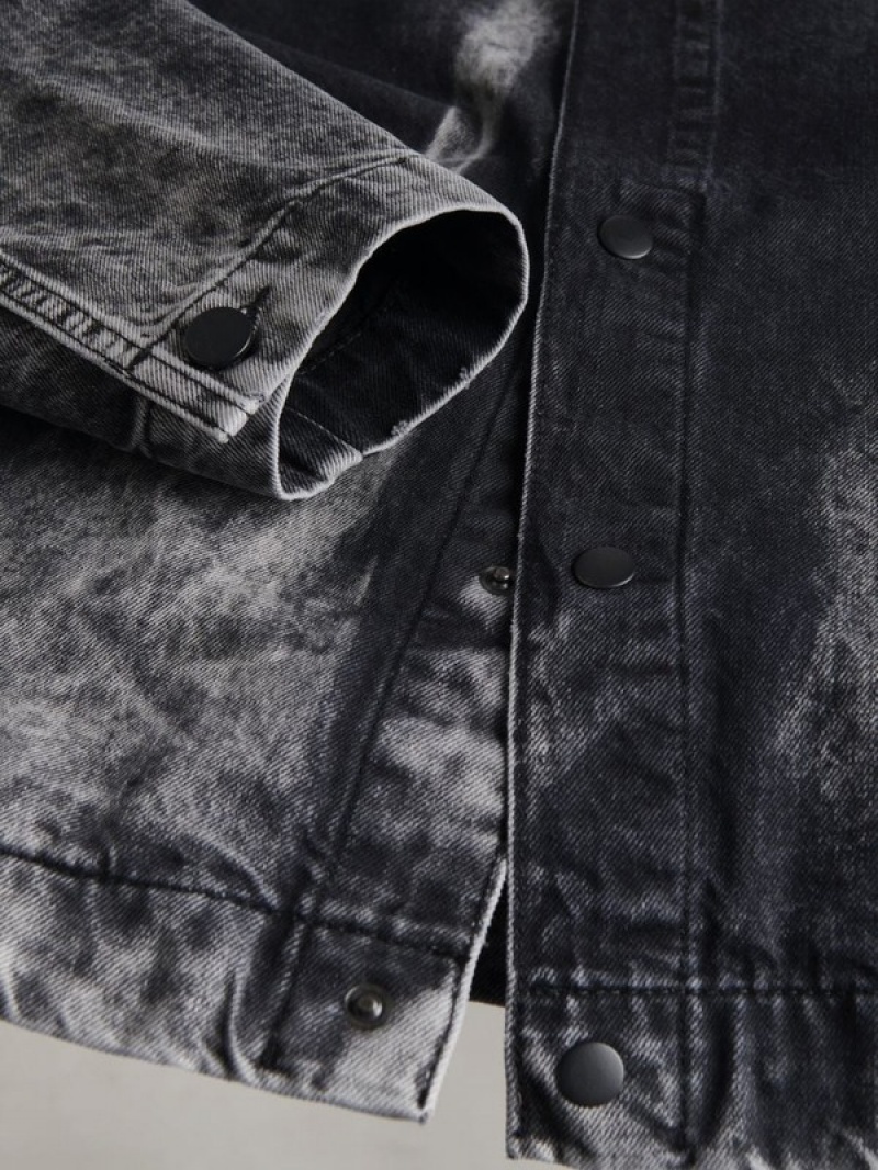 Grey Reserved Denim Bomber Men's Jackets | LBDF-14389