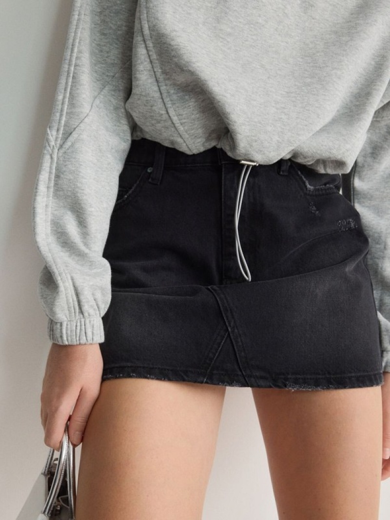 Grey Reserved Denim Mini Women's Skirts | GBLV-36912