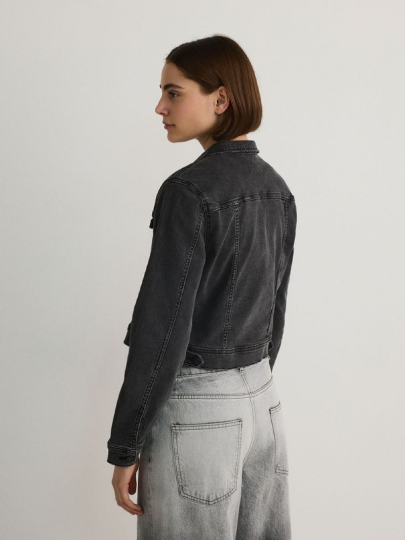 Grey Reserved Denim Women's Jackets | IQNF-85093