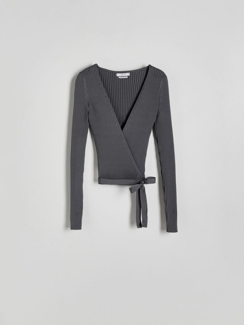 Grey Reserved Jumpertie Detail Women's Sweaters | GDEM-23641