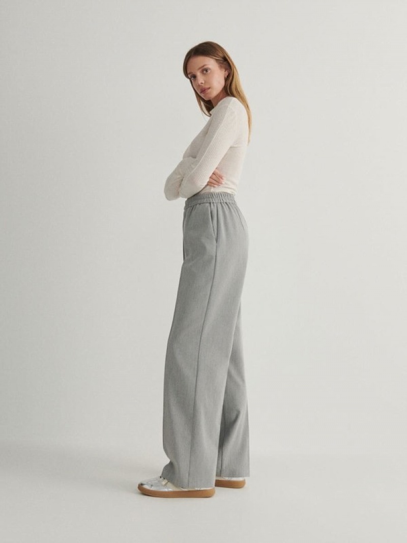 Grey Reserved Pressed Crease Women's Trousers | APVH-75096