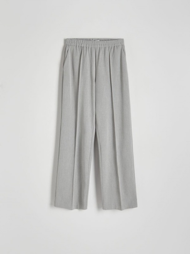 Grey Reserved Pressed Crease Women's Trousers | APVH-75096