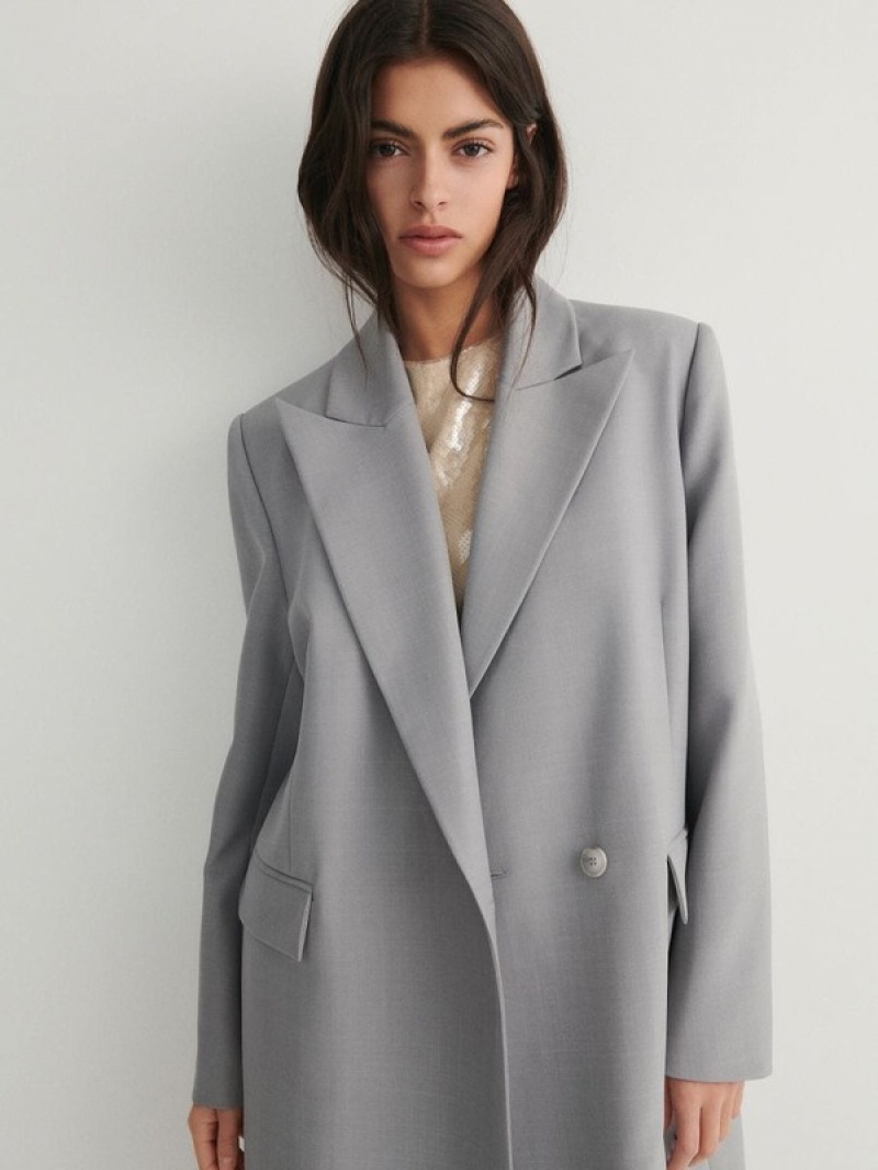 Grey Reserved Style Women's Coats | BIFX-10453