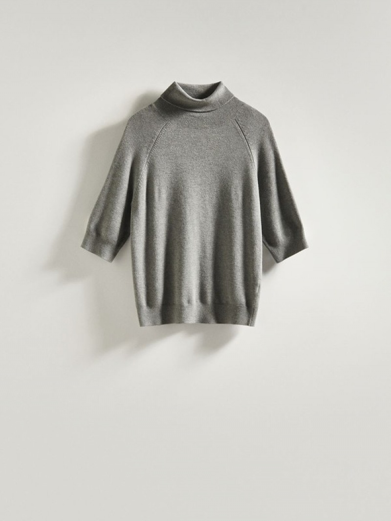 Grey Reserved Turtleneck Women's Shirts | ACIH-37086