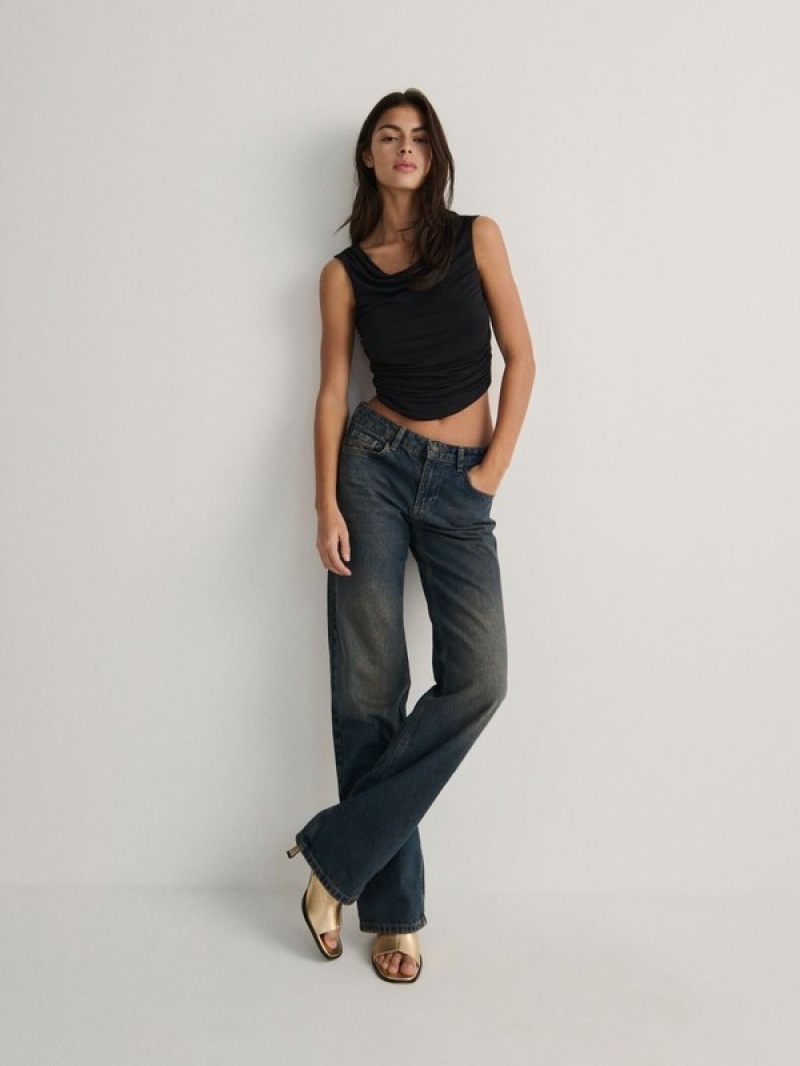 Grey Reserved Wide Leg Women's Jeans | OEYS-10745