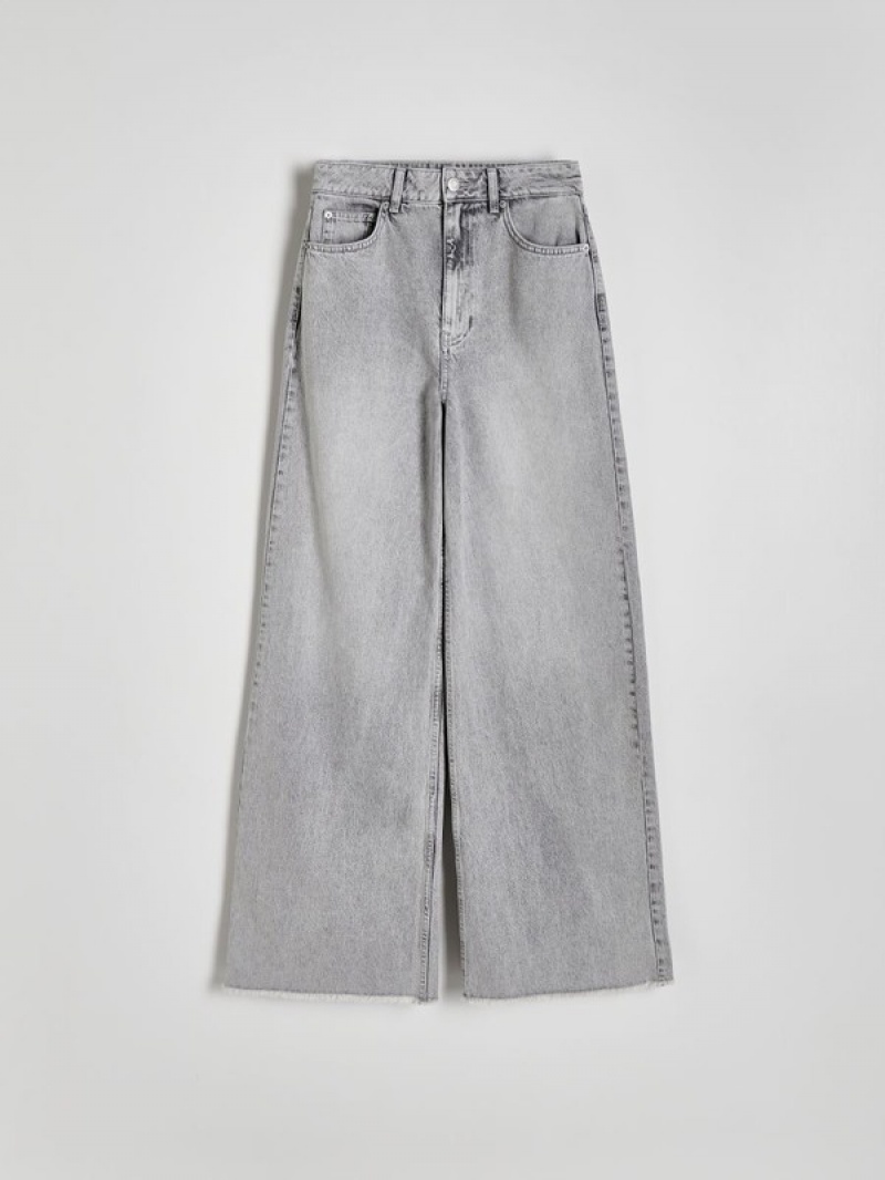 Grey Reserved Wide Leg Women's Jeans | VADL-02194