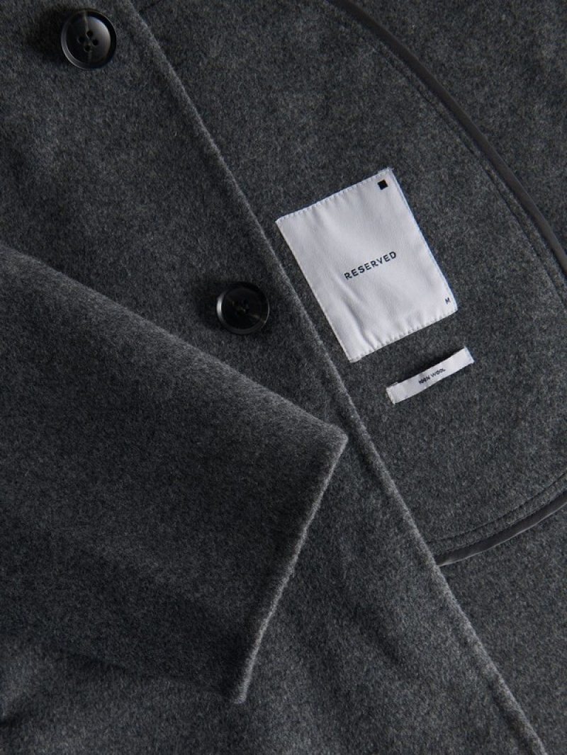 Grey Reserved Wool Rich Men's Coats | UASR-75032