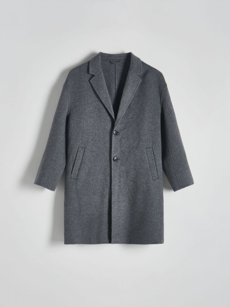 Grey Reserved Wool Rich Men's Coats | YFWL-87459