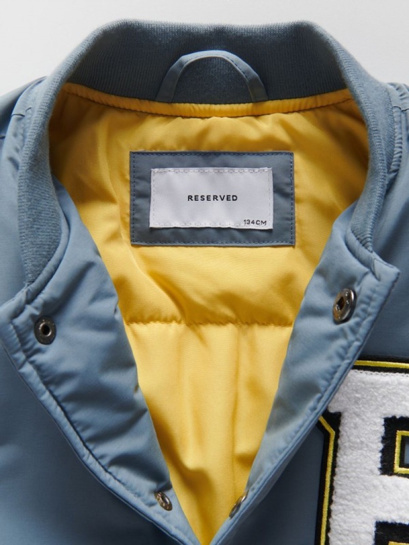 Grey / Blue Reserved Bomber Boys' Jackets | RXAW-32750