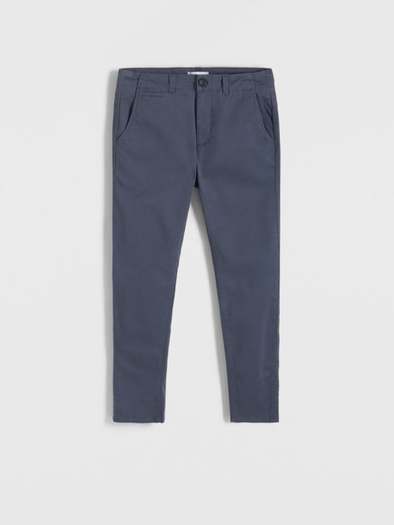 Grey / Blue Reserved Chino Slim Fit Men's Trousers | RYSD-21350