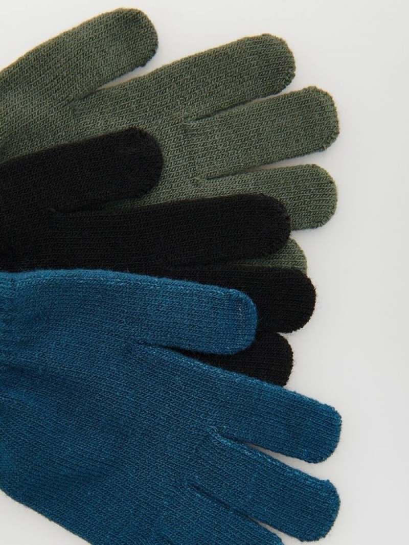 Grey / Blue Reserved Classic 3 Pack Boys' Gloves | WJUS-95023