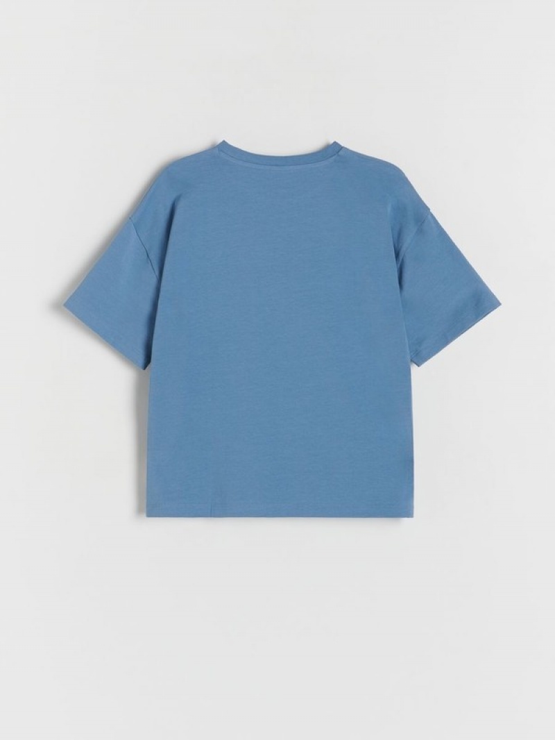 Grey / Blue Reserved Cotton T-print Boys' T-shirts | ILJZ-02796