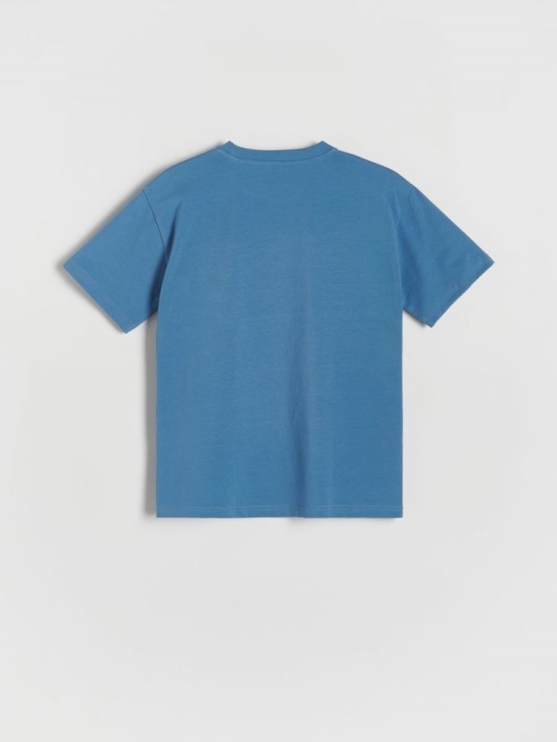 Grey / Blue Reserved Oversized Cotton Boys' T-shirts | SWVT-87420