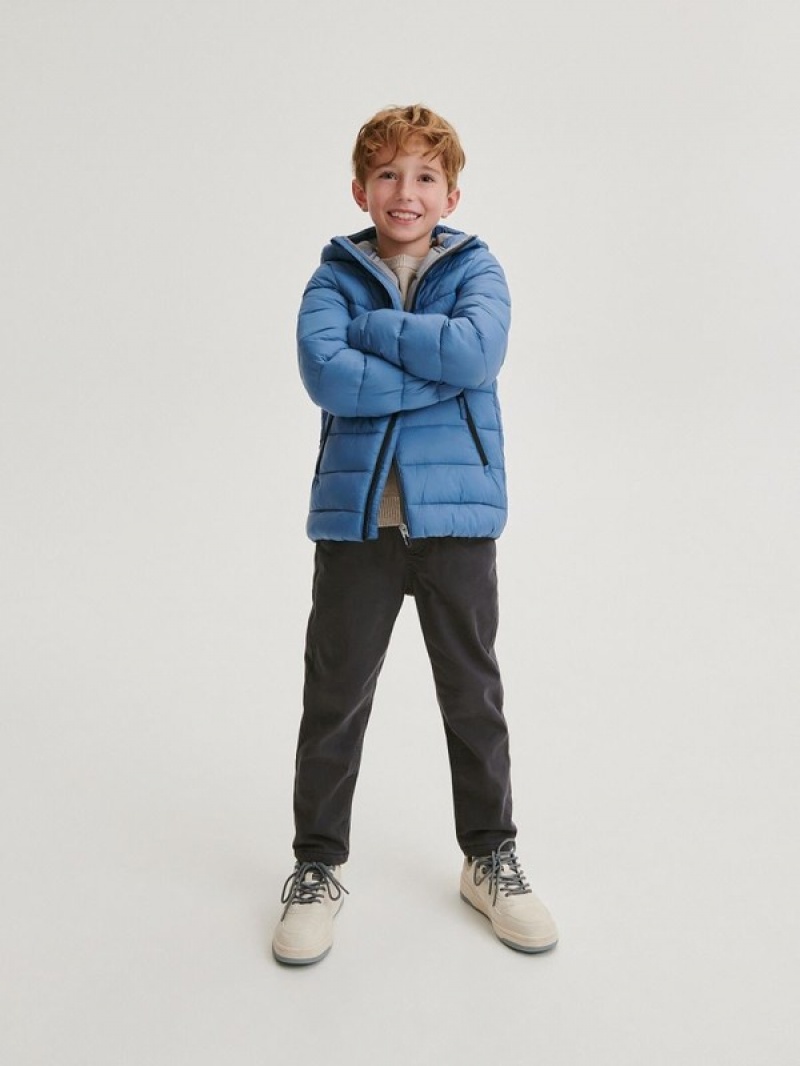 Grey / Blue Reserved Quilted Boys' Jackets | LGCV-45891